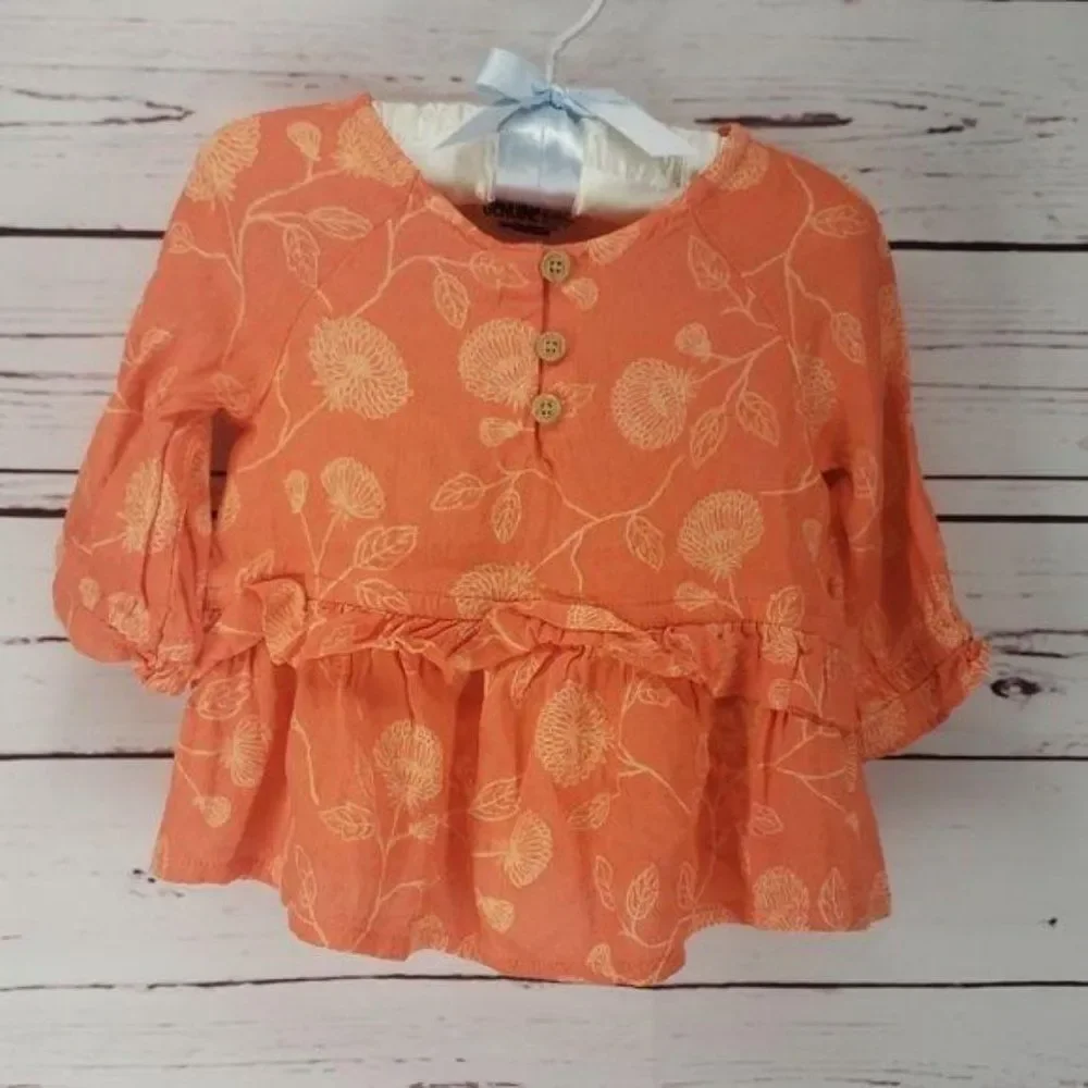 Osh kosh Genuine Kids 18 months Orange Fall Floral Infant Top blouse peplum bott